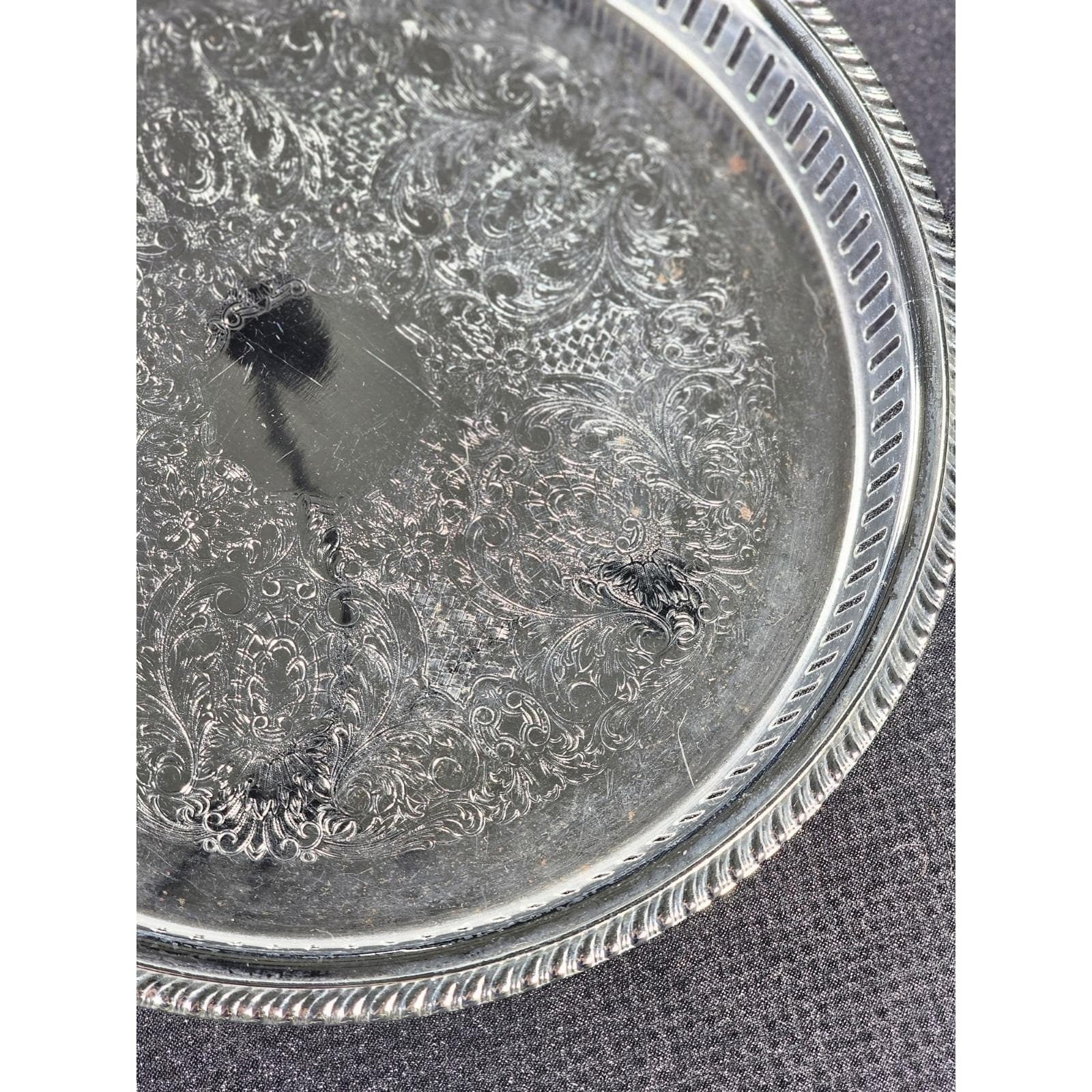 Vintage Irvinware Silver Plated Serving Tray 13" Engraved USA