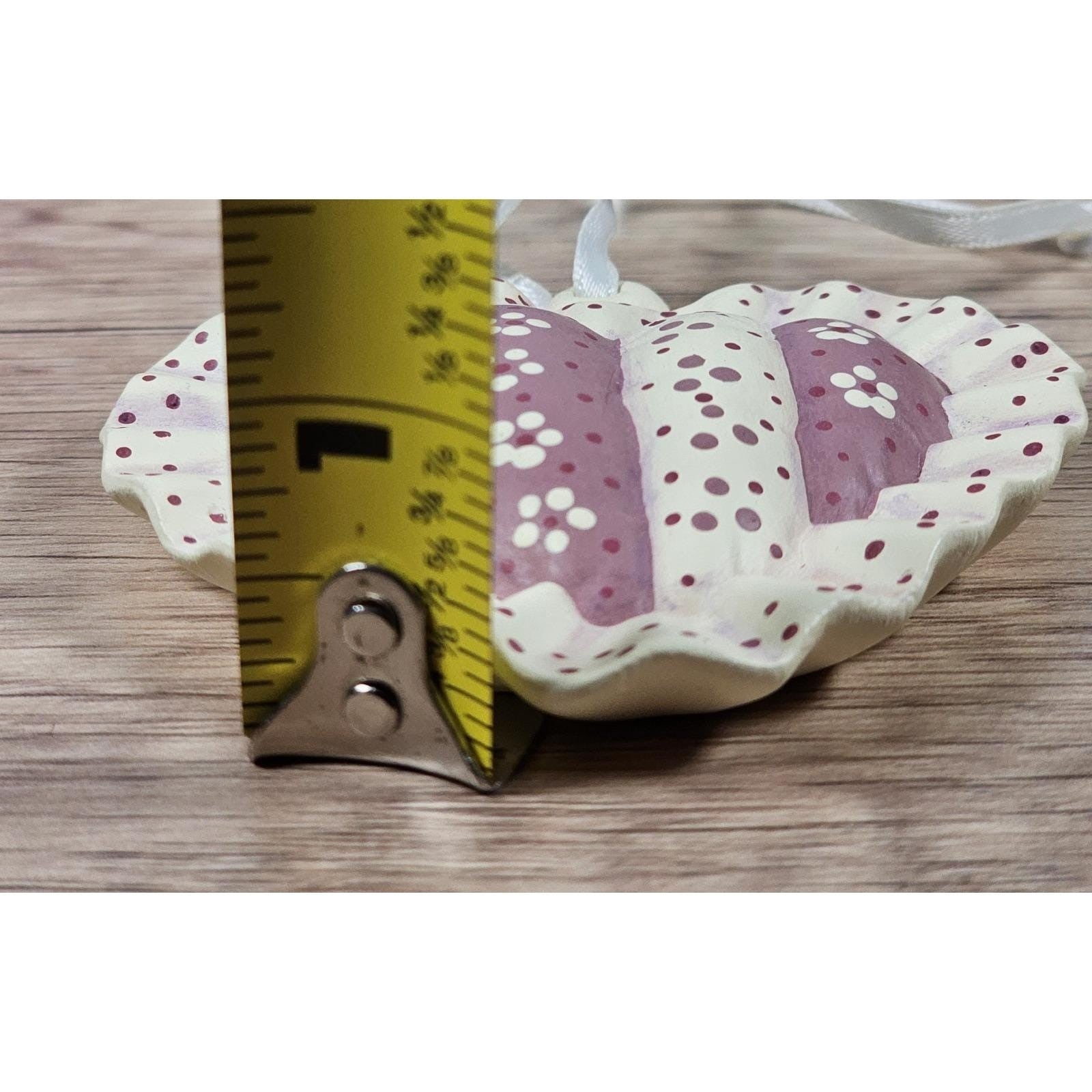 Vintage Heart Ornament Pink Floral Ceramic 1987 Christmas Decor