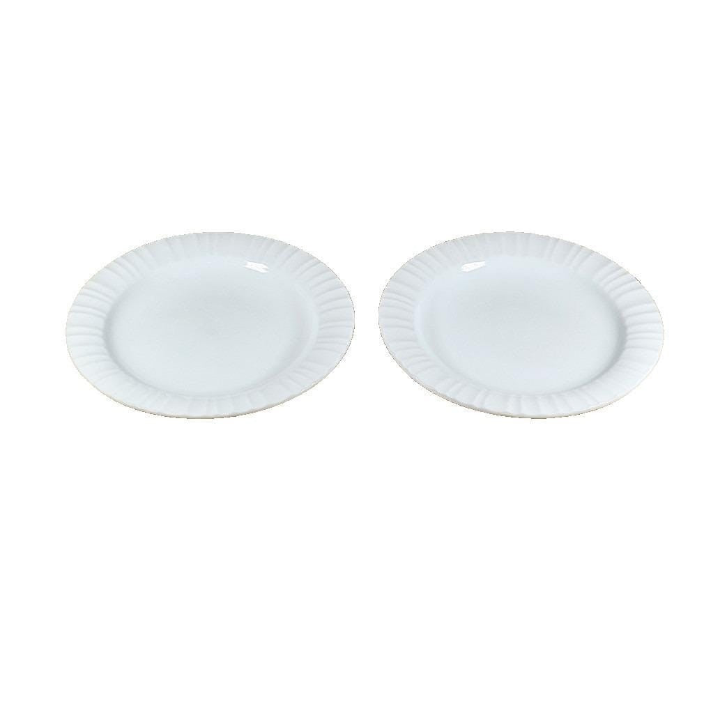 Corningware French White Salad Plates Set of 2 Ribbed Edge 8 Inch Plates