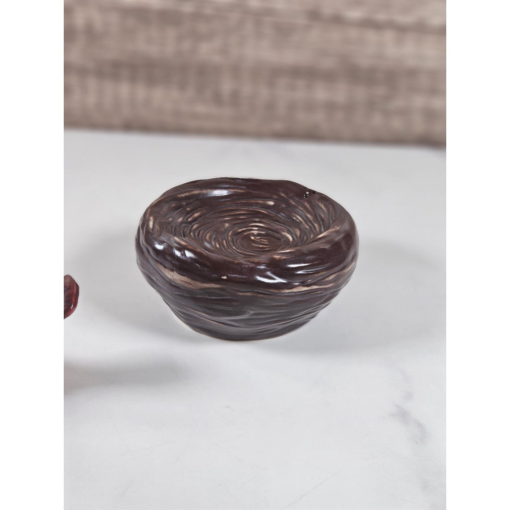 Cardinal Bird Salt Pepper Shakers Nest Set Ceramic Vintage