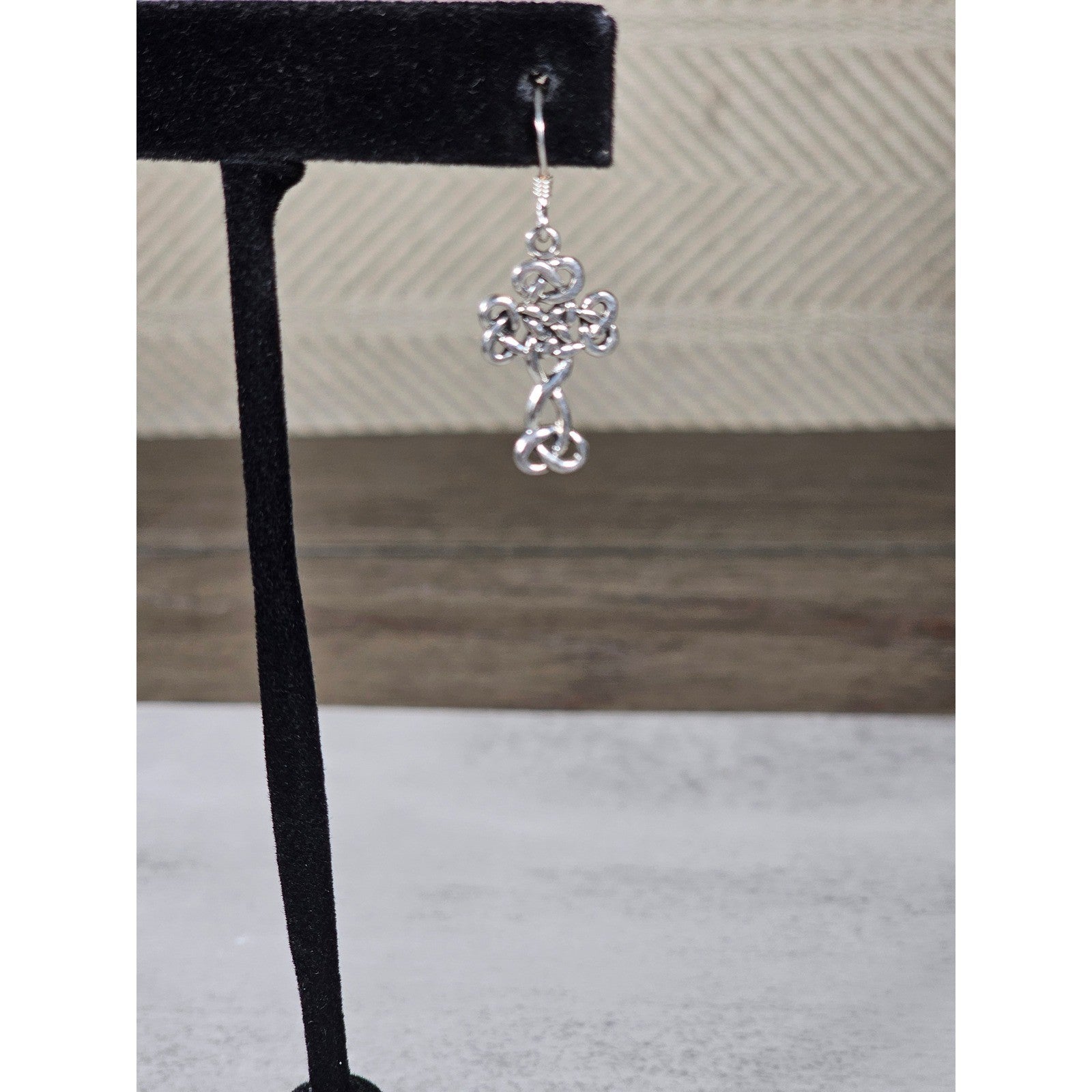 Vintage Sterling Silver Celtic Cross Dangle Earrings