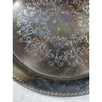 Vintage Wm Rogers Silver Plated Ornate Floral Serving Tray Plate