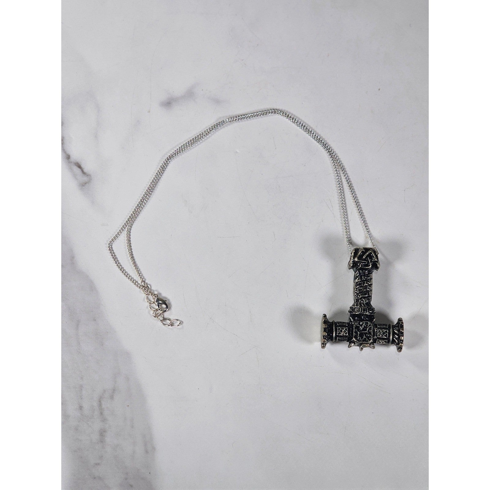 Vintage Thor Hammer Pendant Necklace 34g Norse Style