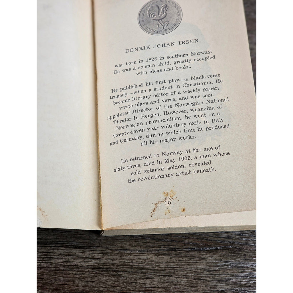 Vintage Ibsen Plays Book Bantam Classic 1959 Four Great Plays Paperback