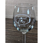 Laurel Gray Vineyards Wine Glass 7" Etched Stemware