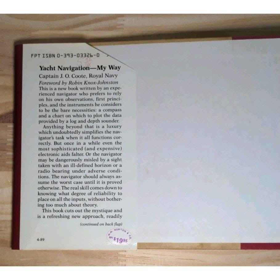 Yacht Navigations by John O. Coote 1989 Hardcover Inscribed Nautical Book