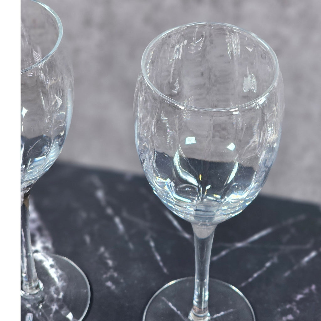 Vintage Crystal Fantasy Ribbed Water Goblets Set of 2 Glasses 7.5