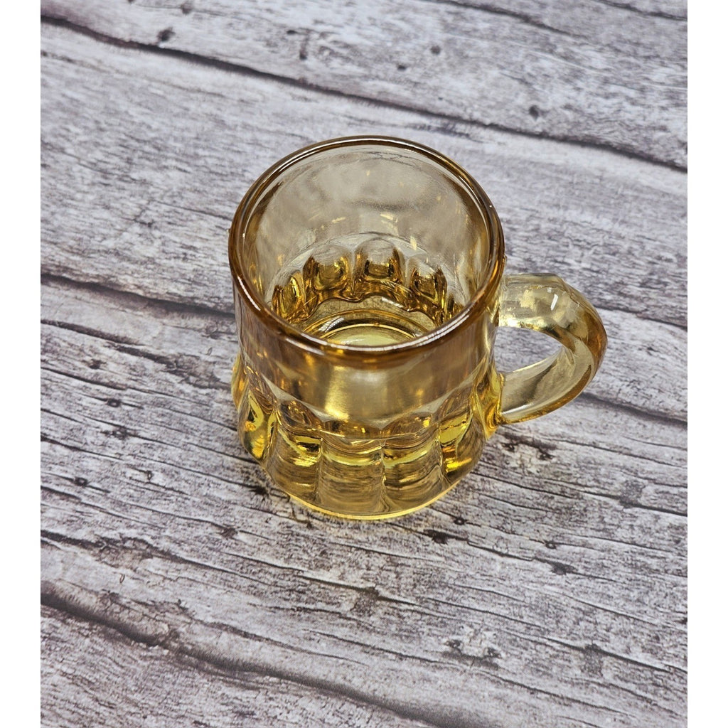 Vintage Federal Amber Mini Beer Mug Shot Glass 1970s Gold Glass