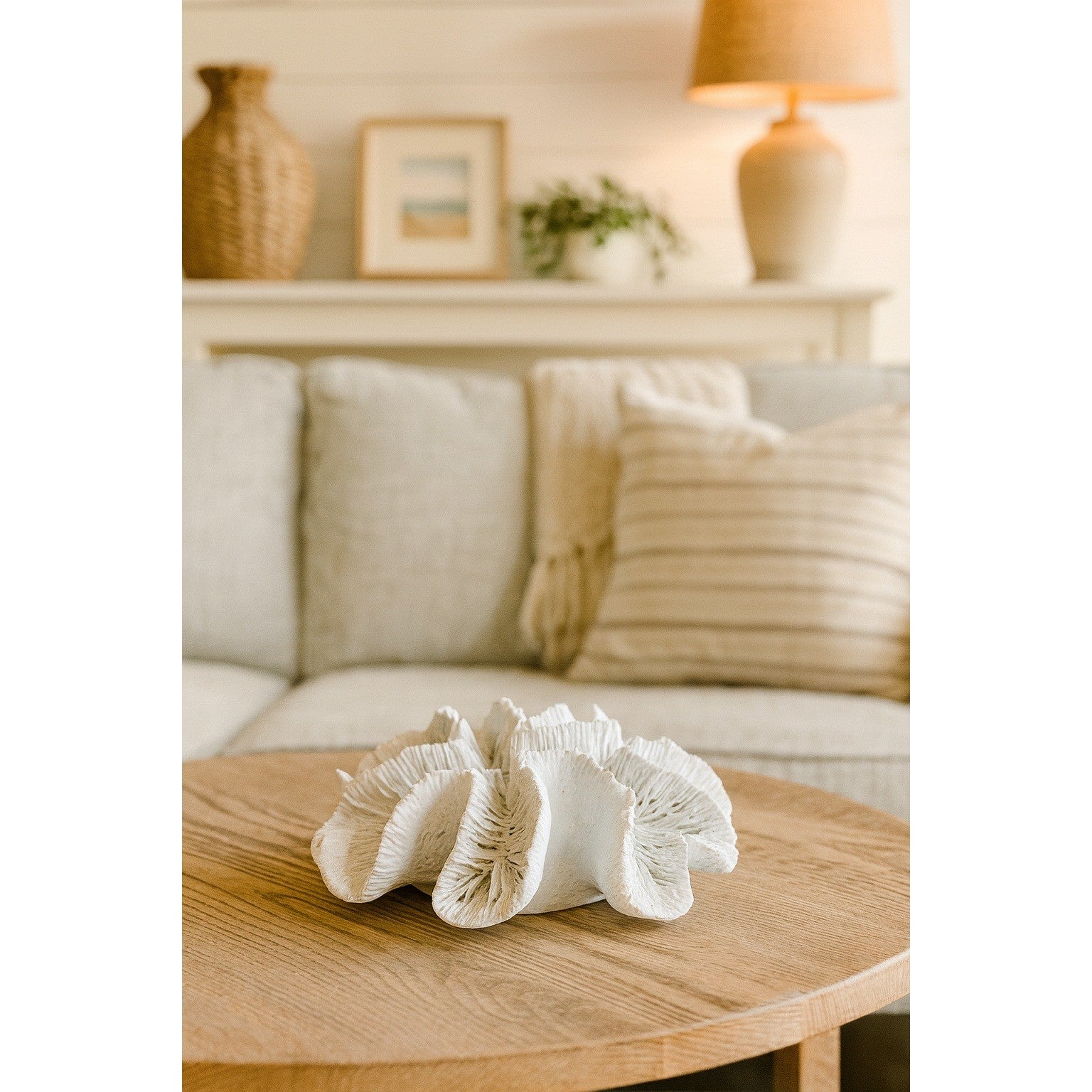 Vintage White Faux Coral Sculpture Decor – Coastal Reef Accent