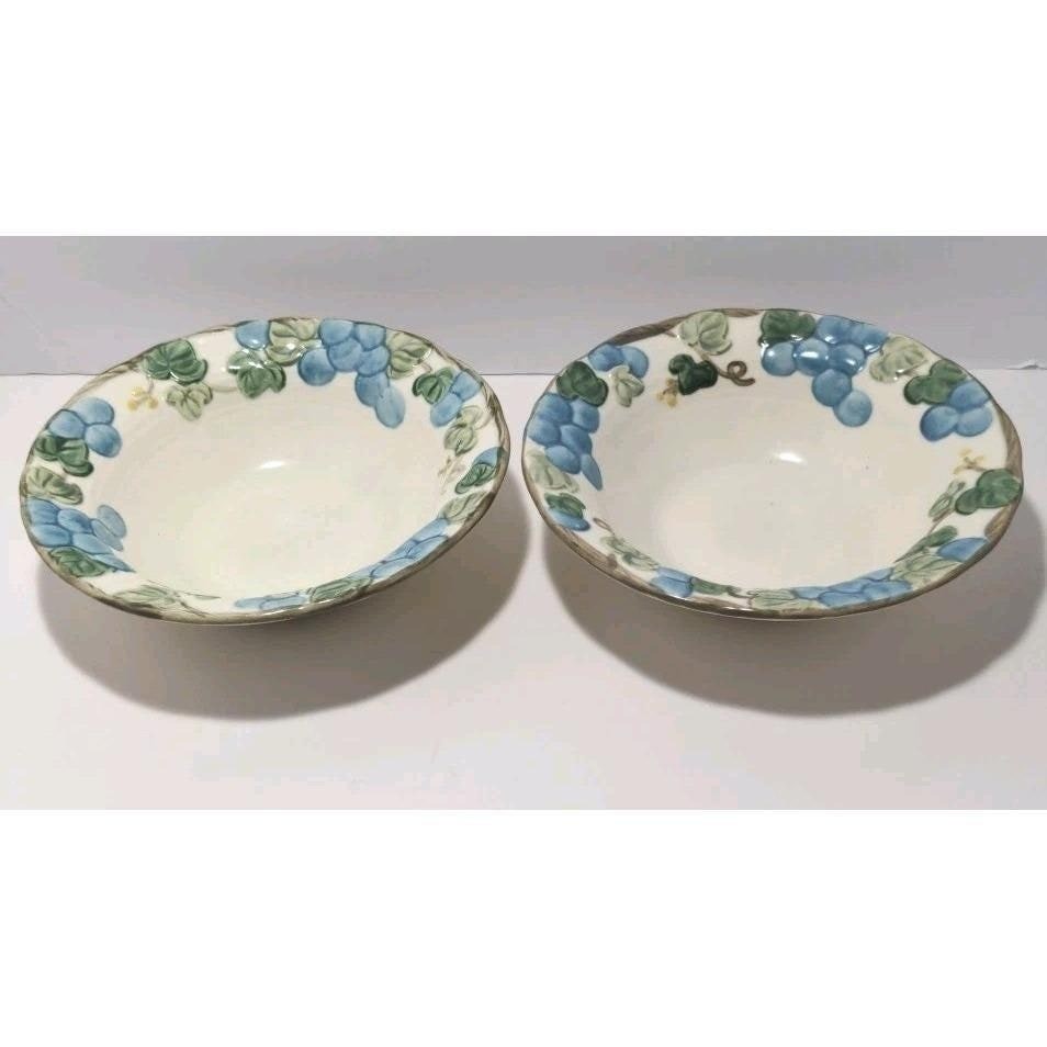 Metlox Poppytrail Blue Grape Bowls Set of 2 Sculptured Pattern