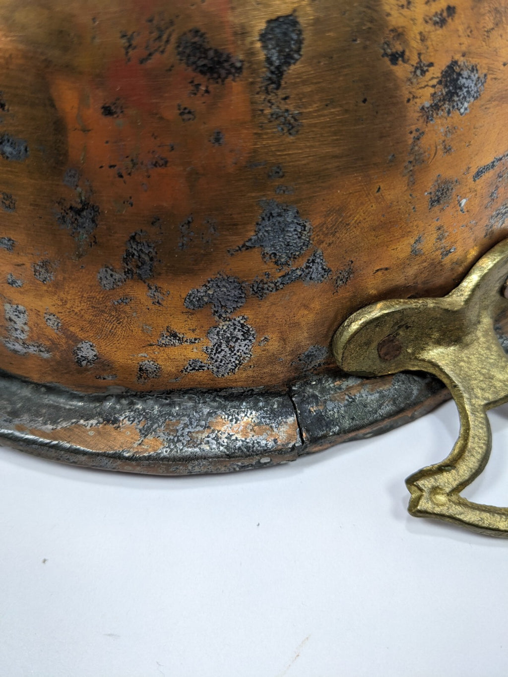 Vintage Copper Plated Pot With Cast Brass Handles