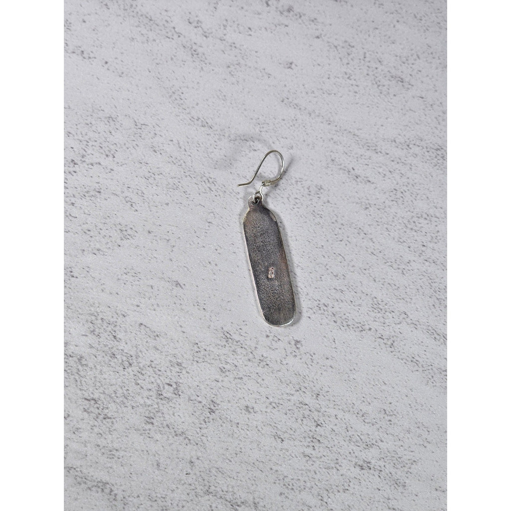 Vintage Sterling Silver Script Drop Earrings Dangle Pair