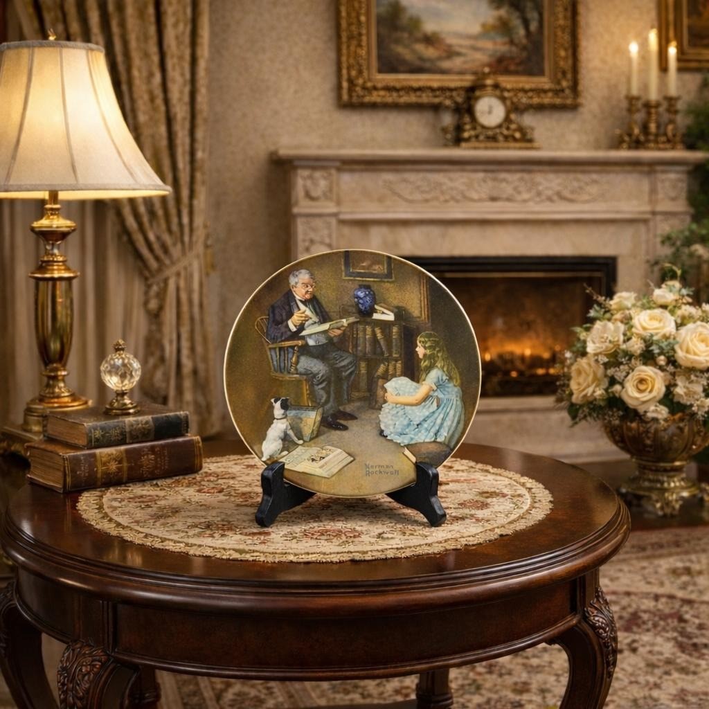 Vintage Norman Rockwell "The Storyteller" Knowles Collector Plate Americana