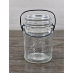 Vintage Atlas E-Z Seal Glass Jar Wire Bail Lid 5x3 Clear Embossed
