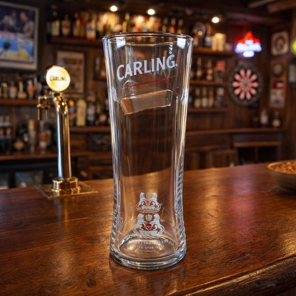 Vintage Carling Pint Glass Tumbler Clear Barware 8 Inch Beer Glass