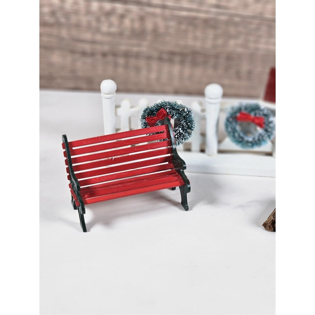 Vintage Lemax Christmas Village Accessories Fence Bench Firewood Set