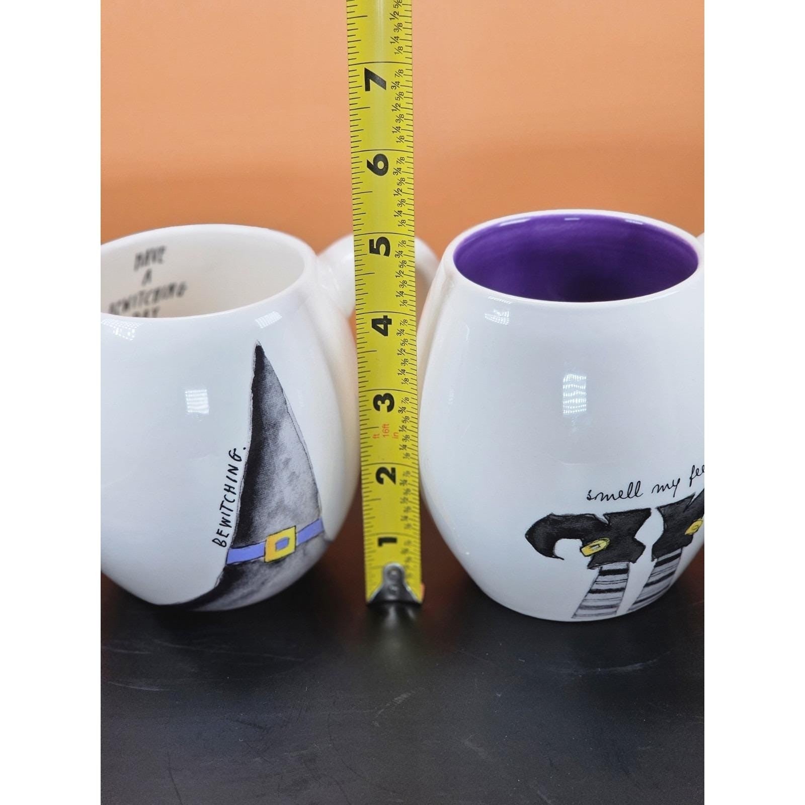 Vintage Rae Dunn Halloween Mug Set of 6 Ceramic Witch Theme Cups