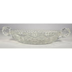 Cut Glass Candy Dish Starburst Pattern Handled Vintage