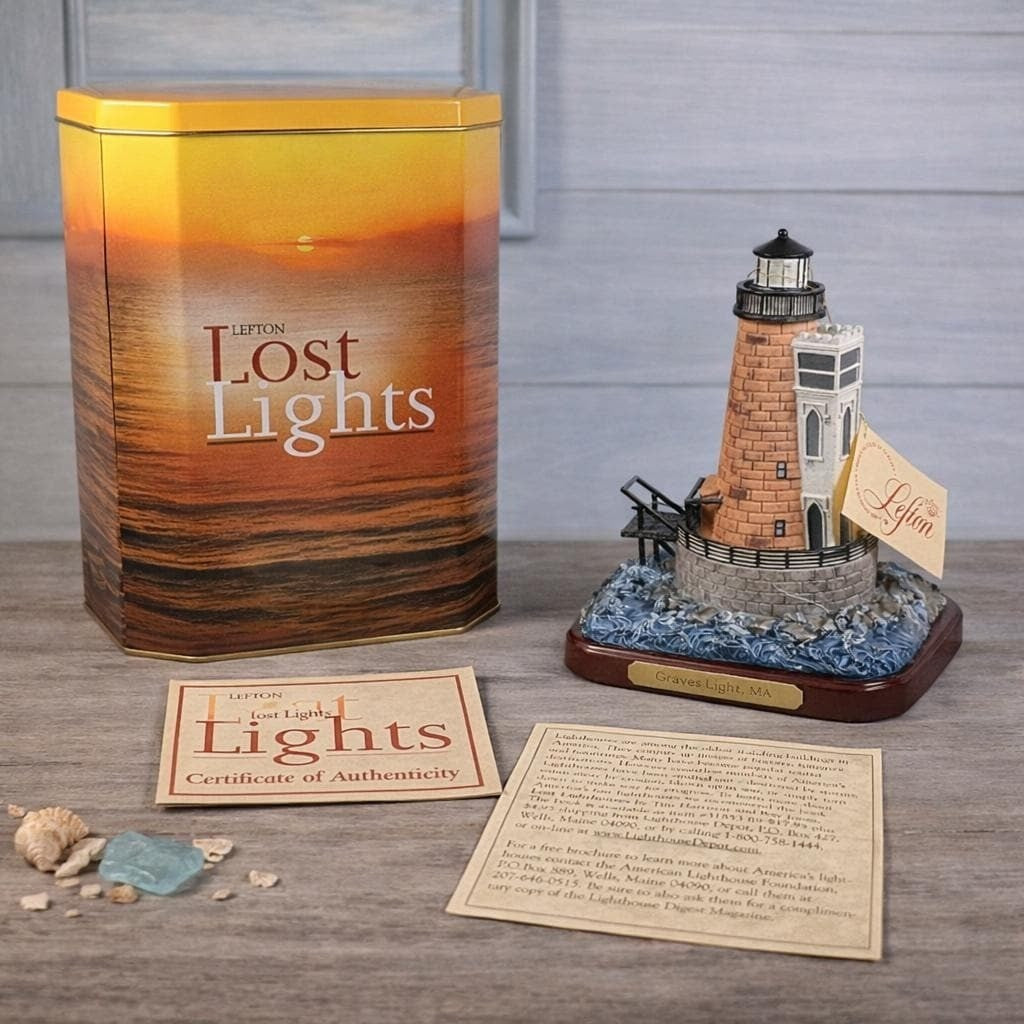 Lefton Lost Lights Bishop & Clerks Lighthouse w/ Box COA