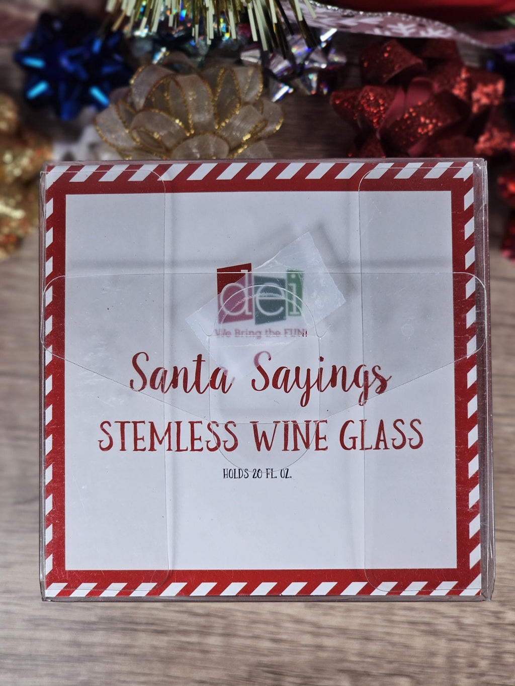 Santa Sayings Stemless Wine Glass Red 20 Fl Oz