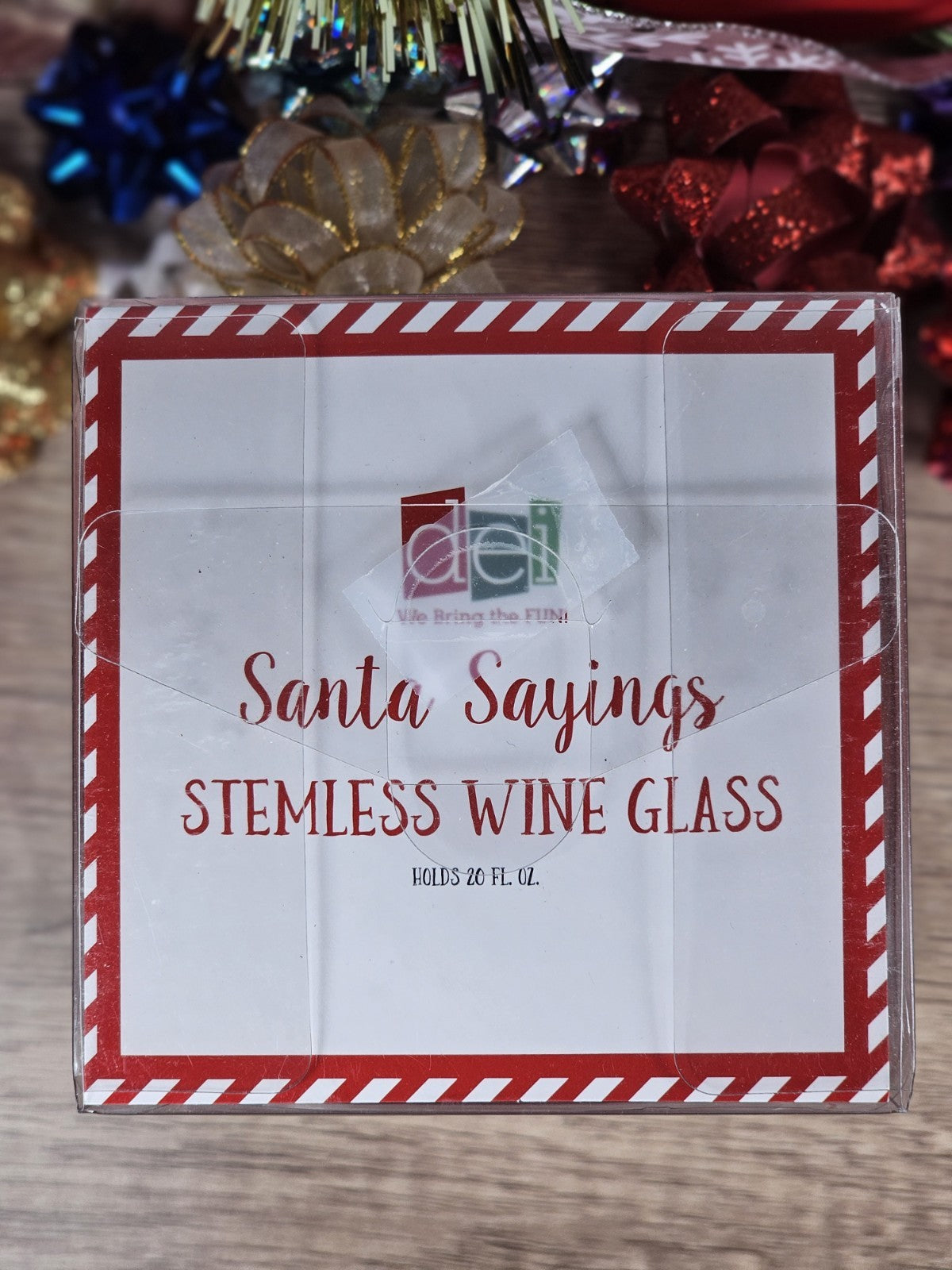 Santa Sayings Stemless Wine Glass Red 20 Fl Oz