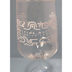 Flying Machine Brewing Wine Glass Etched Clear 9 Inch