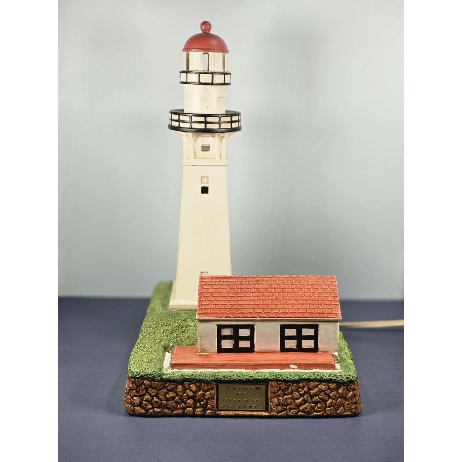 Lefton Diamond Head Hawaii Lighthouse Ceramic Figurine Signed 1999