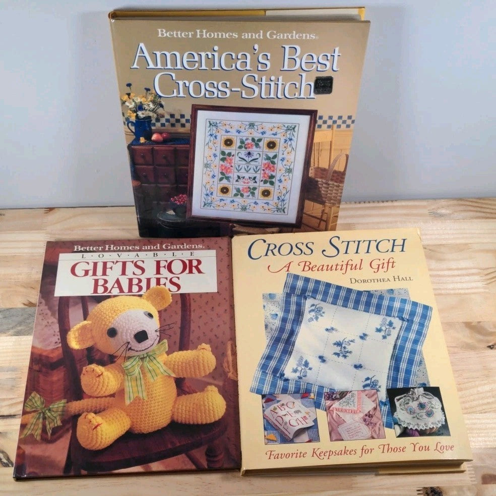 Vintage Cross-Stitch Book Lot — Set of 3 Pattern Books