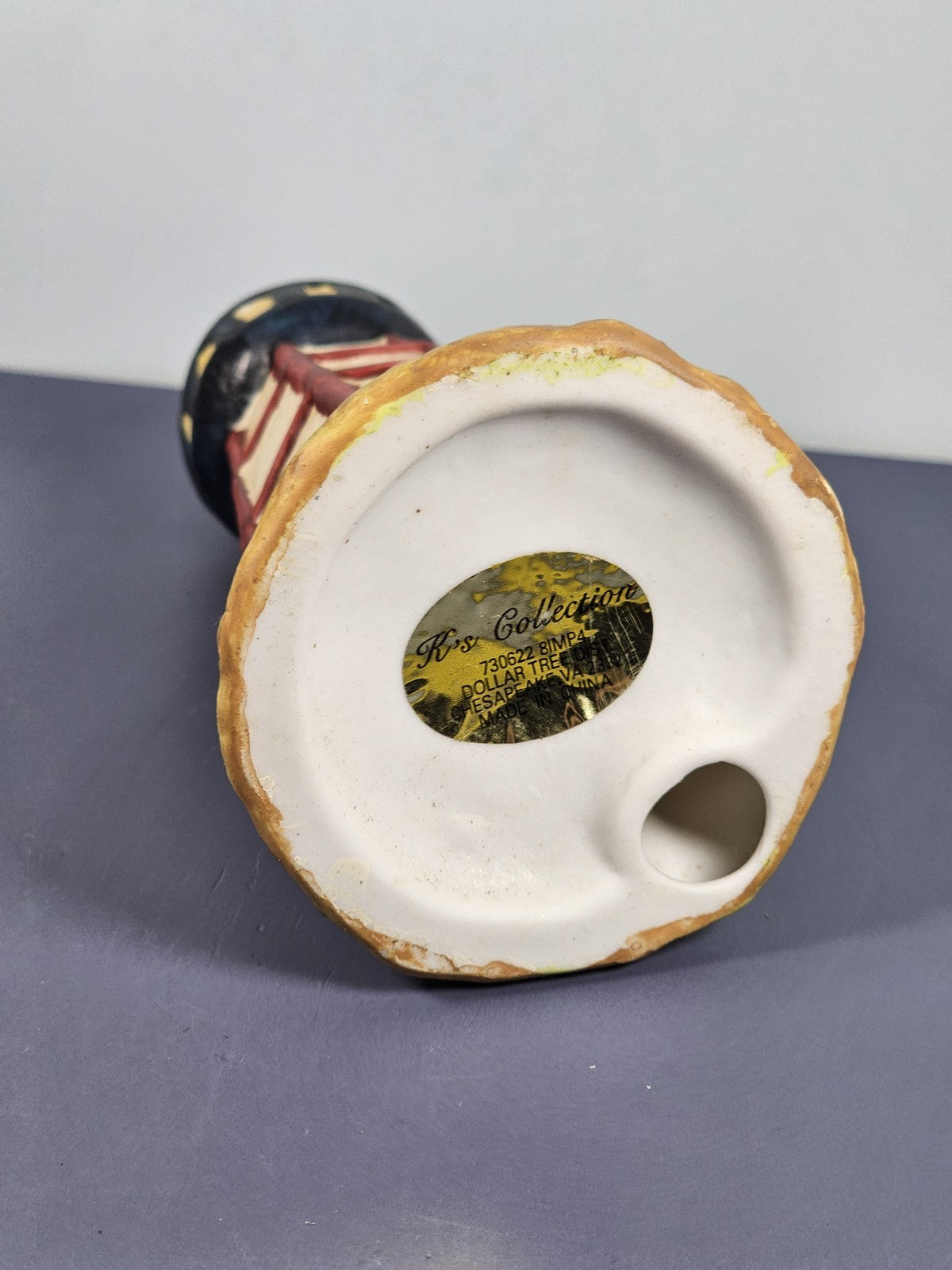 Vintage Ks Collection Beige Wood Design Red Stripe Design Lighthouse 6" Tall C