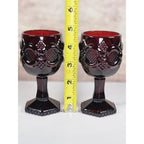 Vintage Avon Cape Cod Ruby Red Wine Goblets Set of 2 1970s Glassware