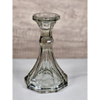 Vintage Fostoria Smokey Glass Candle Holder Faceted 6 Inch USA