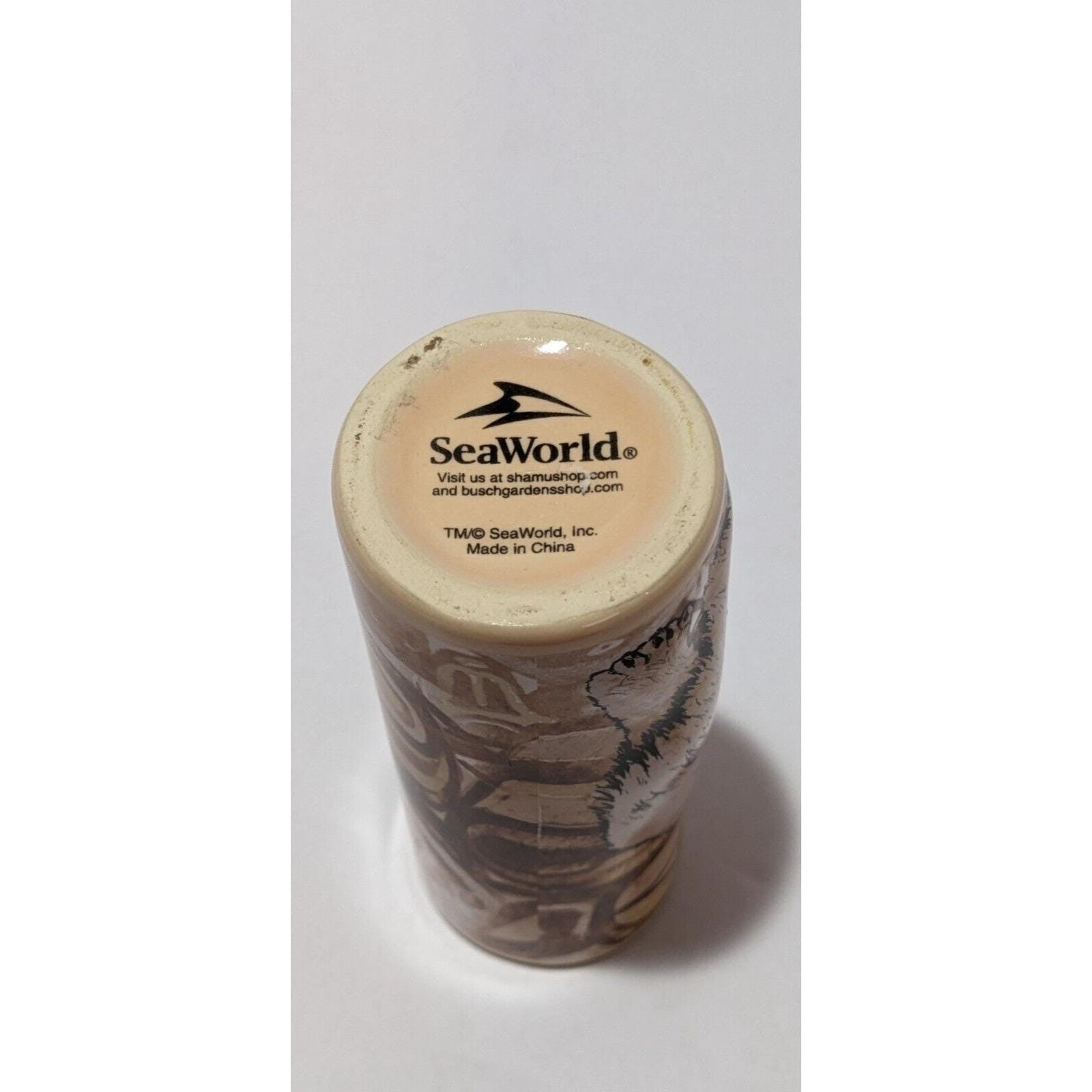 Vintage SeaWorld Polar Bear Shot Glass Raised Relief Ceramic