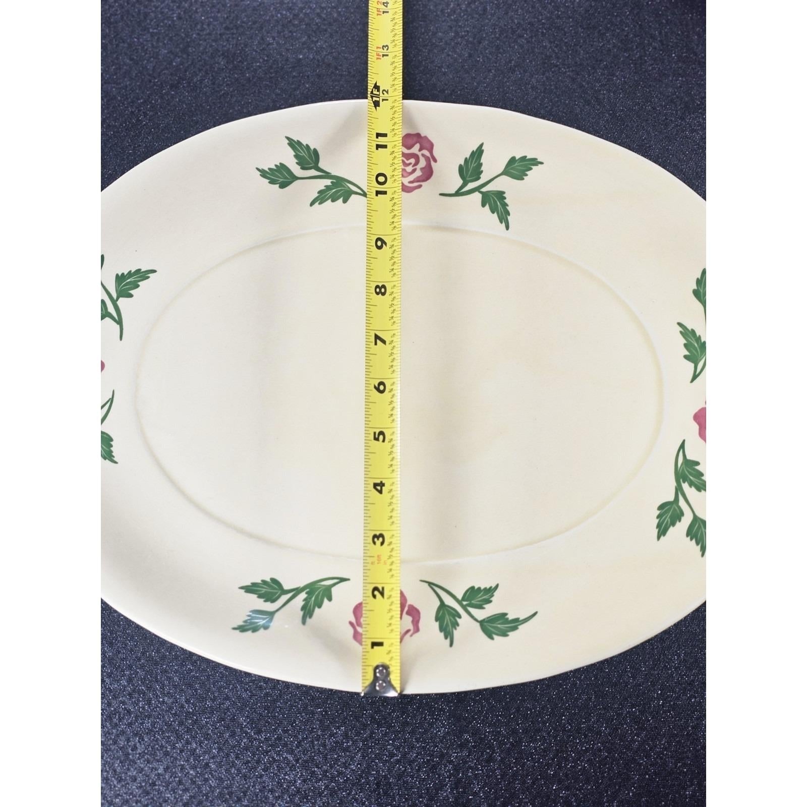Vintage Floral Oval Serving Platter Yellow Pink Rose Ceramic 16x12
