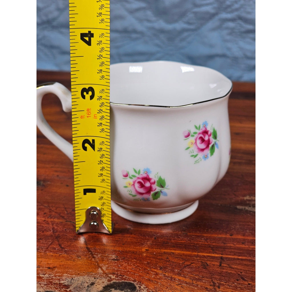 Vintage FTD Japan Porcelain Tea Cup Pink Rose Floral Gold Rim