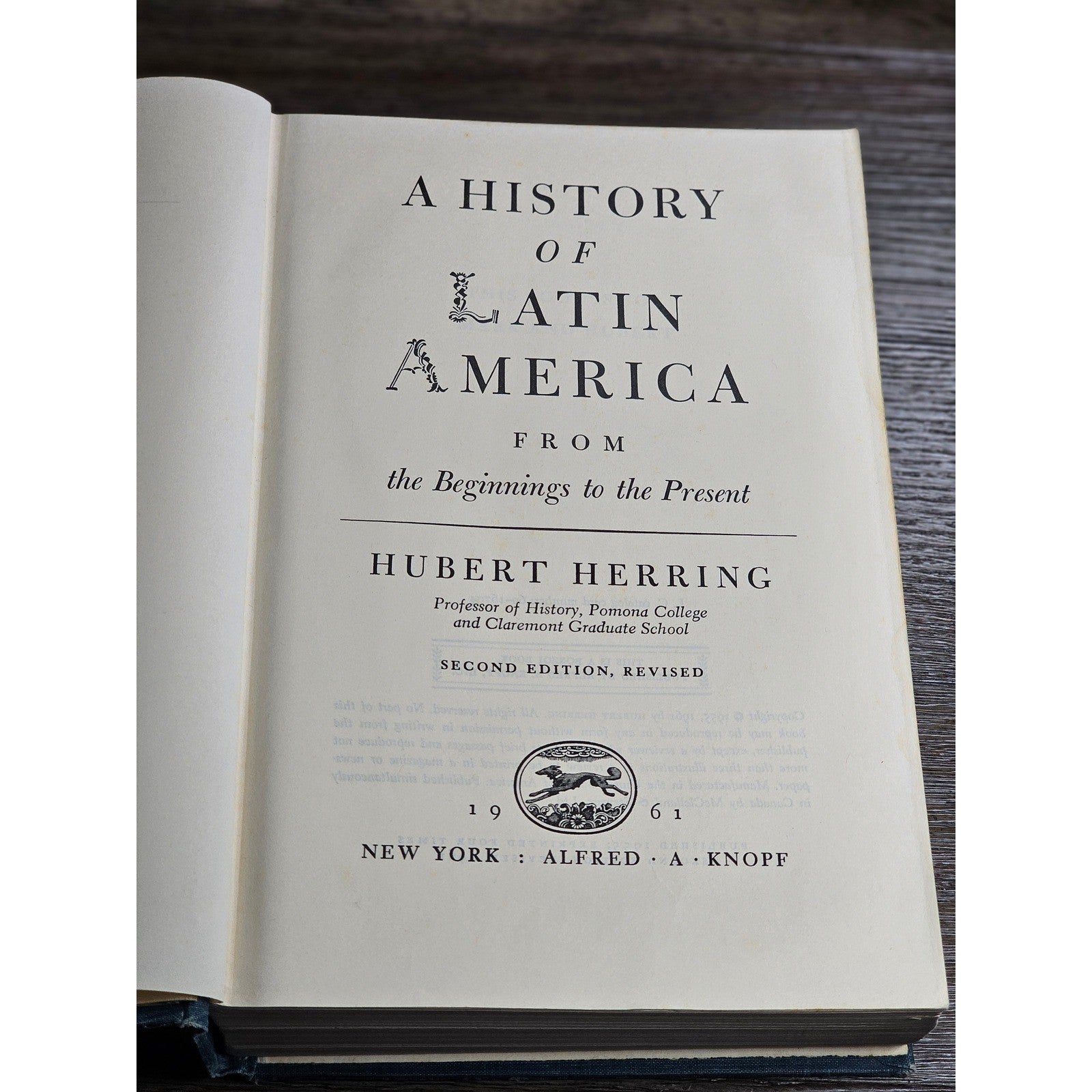1961 A History of Latin America Hubert Herring 2nd Ed Knopf HC