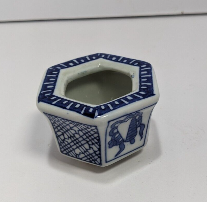 Small Cobalt Blue Japanese Porcelain Pot 2″ × 2.5″