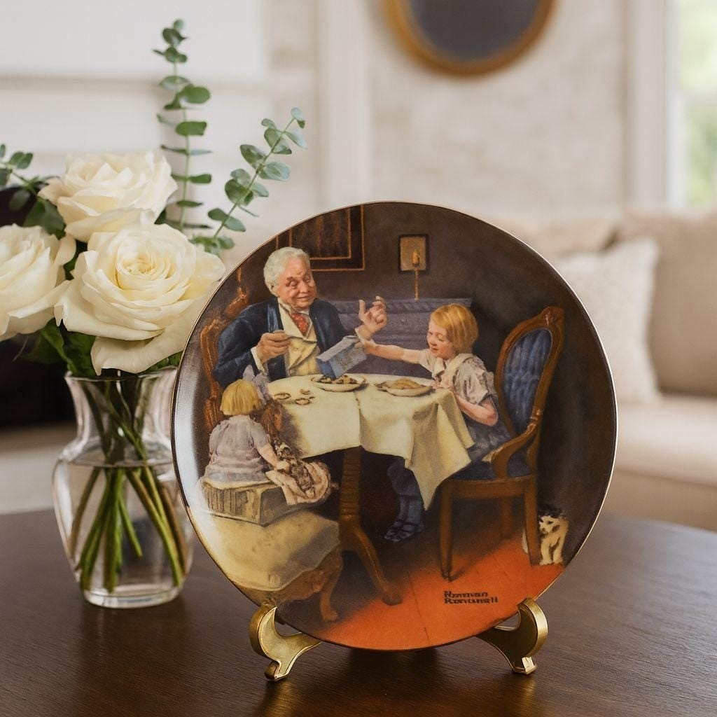 Vintage Norman Rockwell Family Dinner Plate 1984 Knowles 8.5" Collector