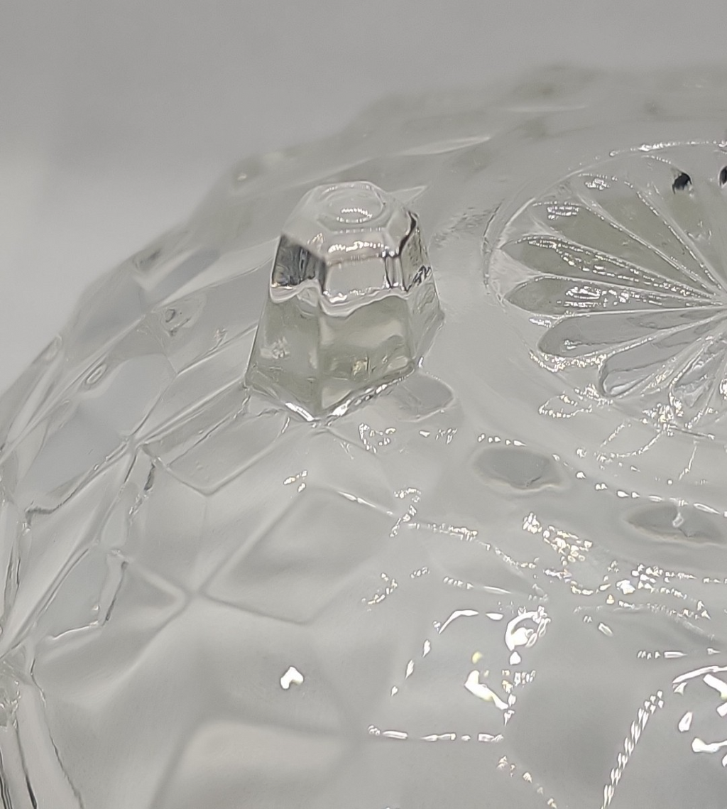 Fostoria American Cubist 3-Footed Clear Pressed Glass Bowl