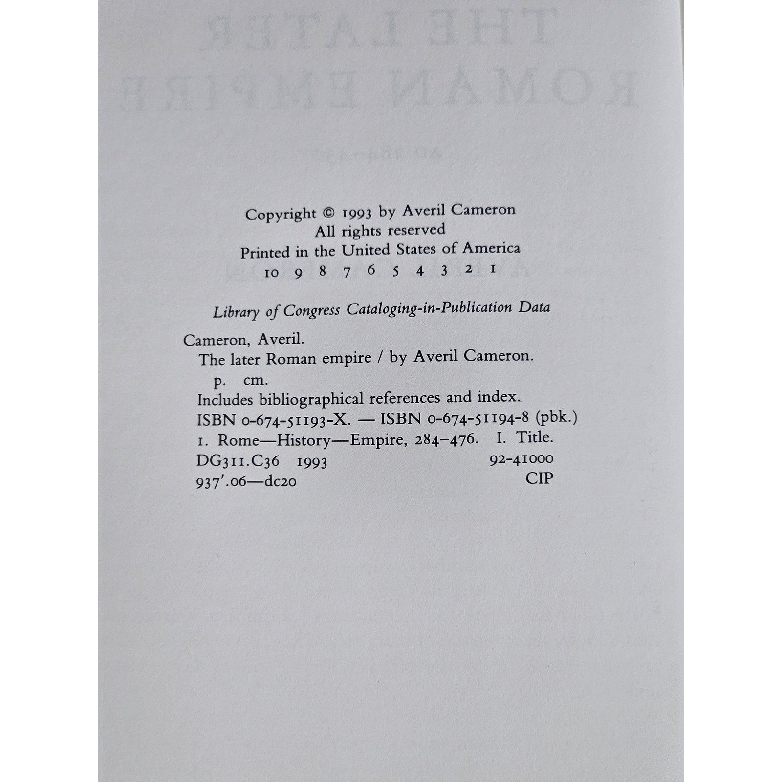 The Later Roman Empire Averil Cameron 1993 HC History Book