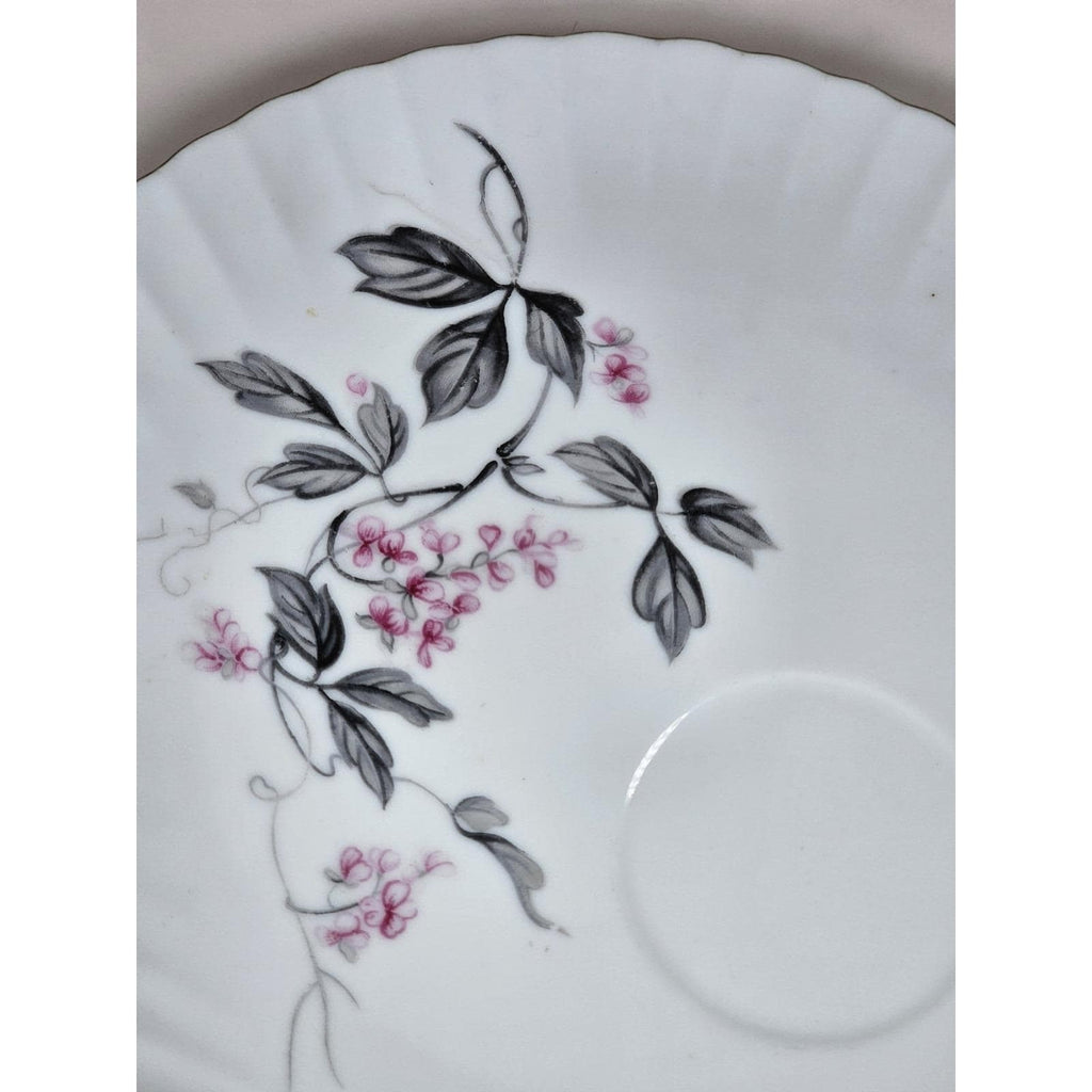 Vintage Porcelain Snack Plate Hand Painted Cherry Blossom Floral 8 Inch