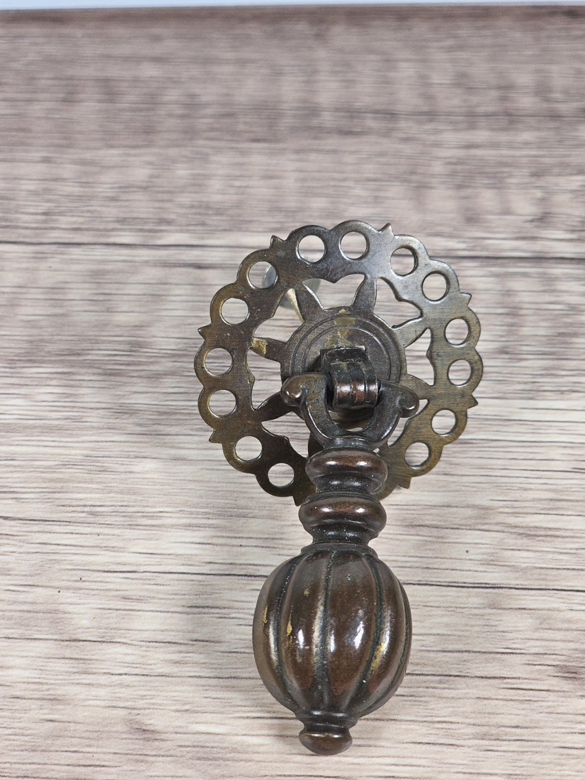 Set Of 3 60s Vintage Brass/Bronze Ornate Furniture Knobs