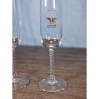 Vintage The Tides Inn Champagne Flutes Twisted Stem Glasses Set of 2