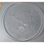 Vintage Christmas Glass Platter Teddy Bear Holiday Serving Plate