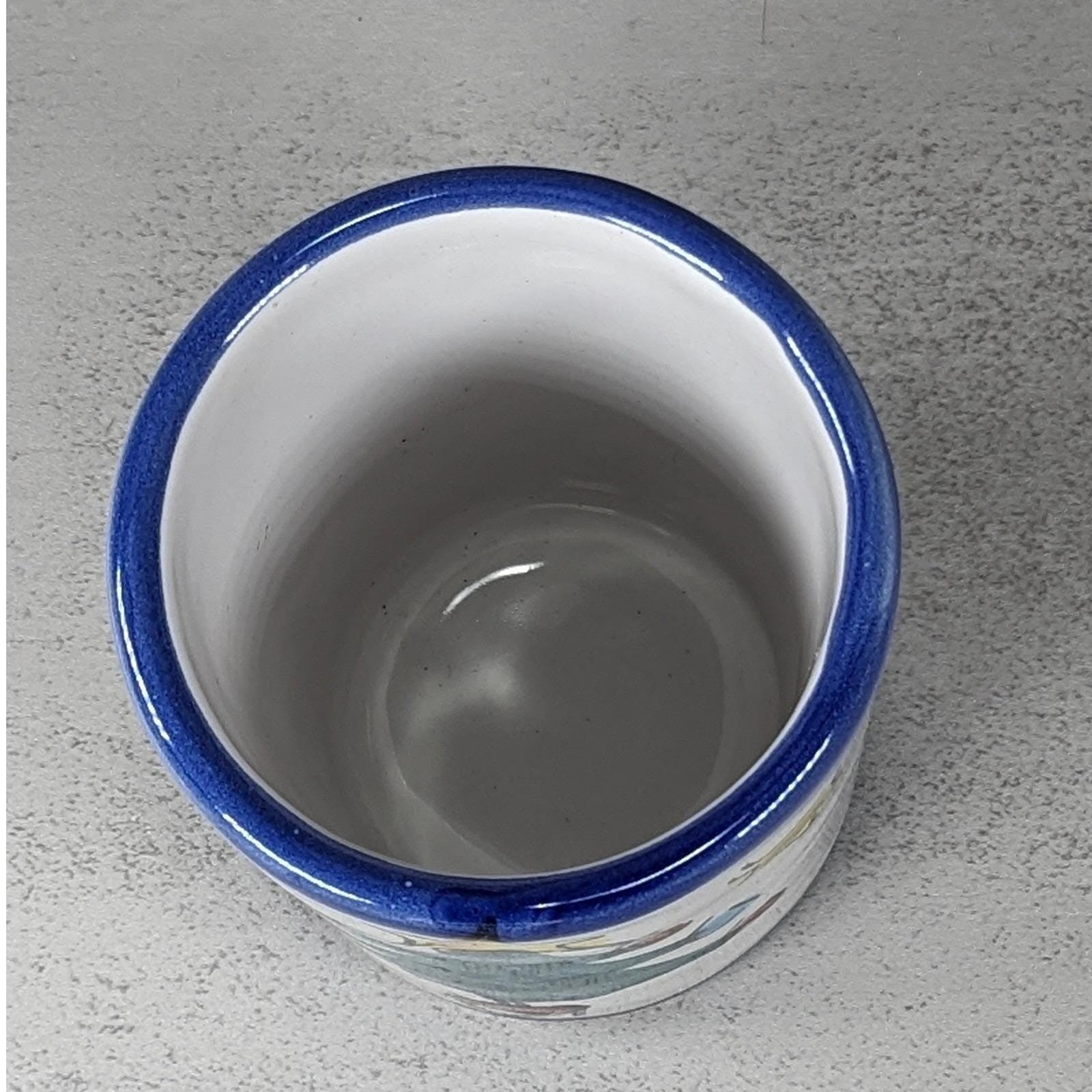 Vintage Vietri Natale Blue Trim Christmas Tree Ceramic Cup