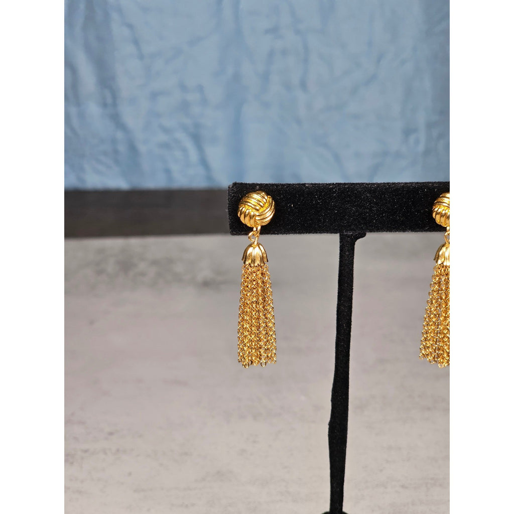 Vintage Gold Tone Tassel Drop Earrings