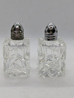 Vintage Cut Glass Salt and Pepper Shakers 2 1/2 Inches Tall