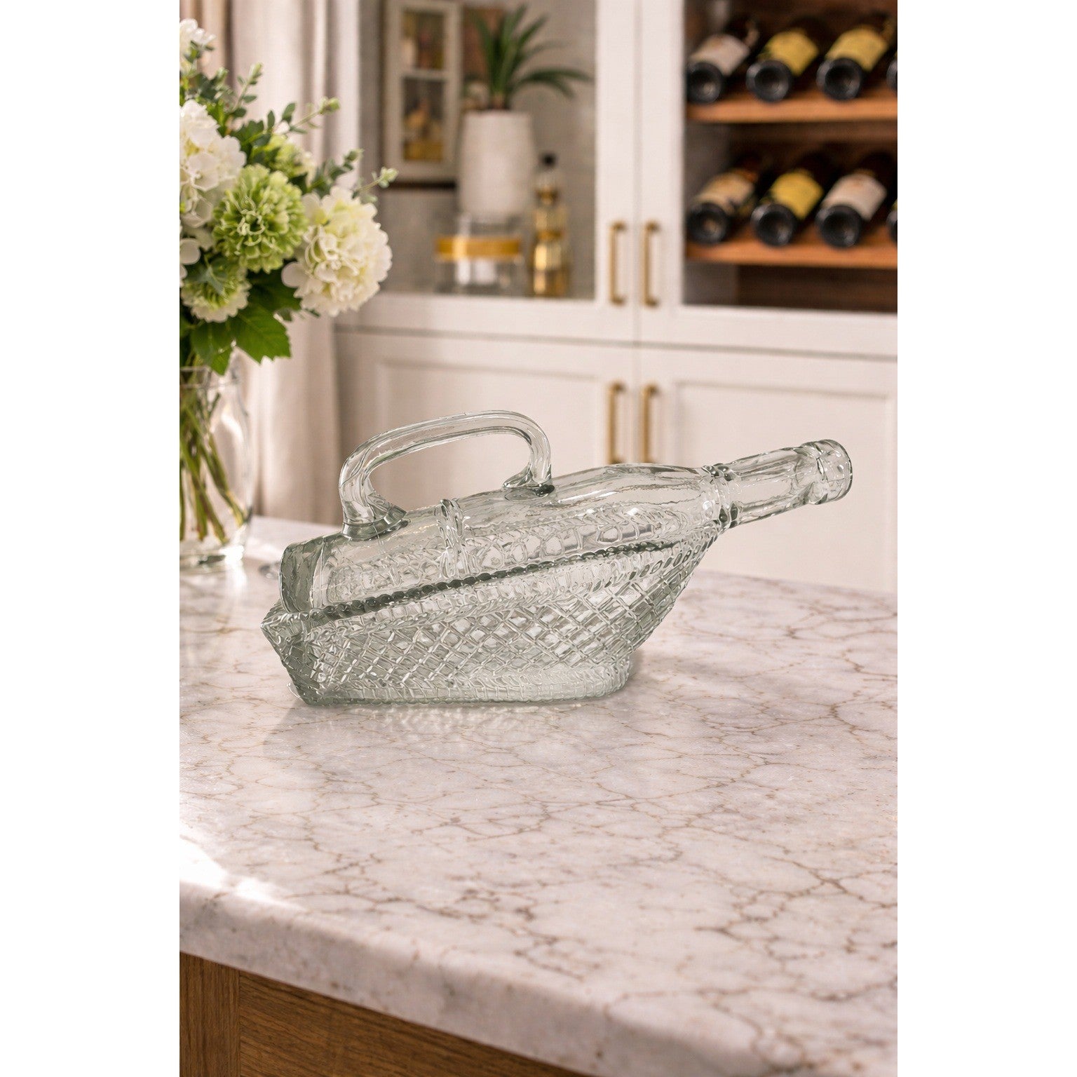 Vintage Italian Glass Ship Bottle 10.5 Inch London Winery Nautical Decor