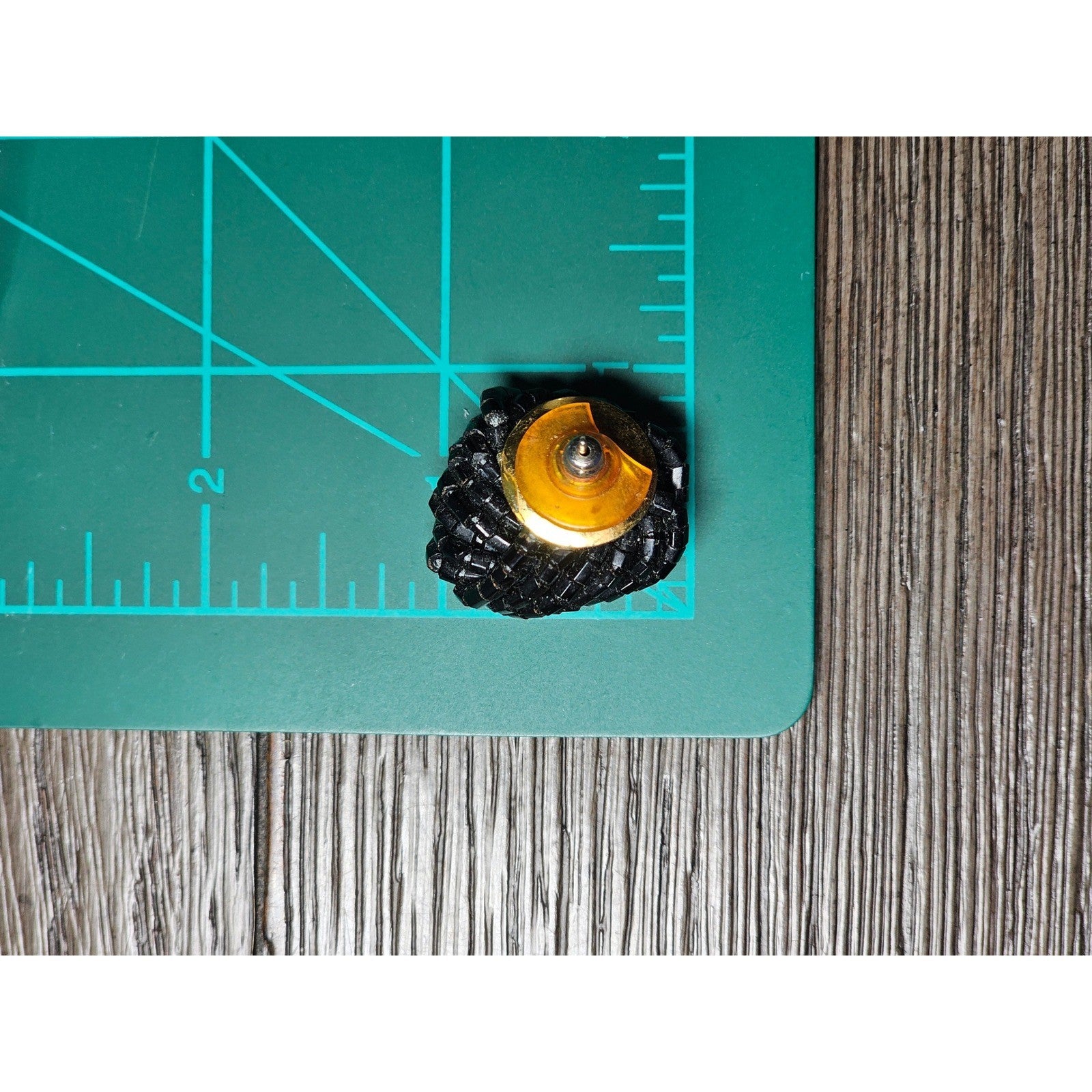 Vintage Black Beaded Knot Stud Earrings Gold Tone Post Statement