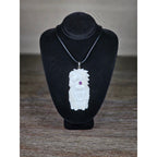 Carved Buffalo Bone Pendant Woman & Horse Motif 3x1 Inch Statement Necklace