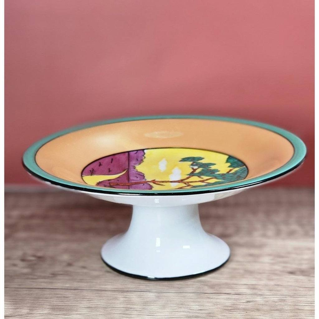 Vintage Noritake Mini Cake Stand Pedestal Scenic Plate 1930s